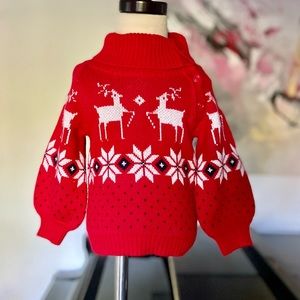 NWT Janie and Jack knit reindeer sweater